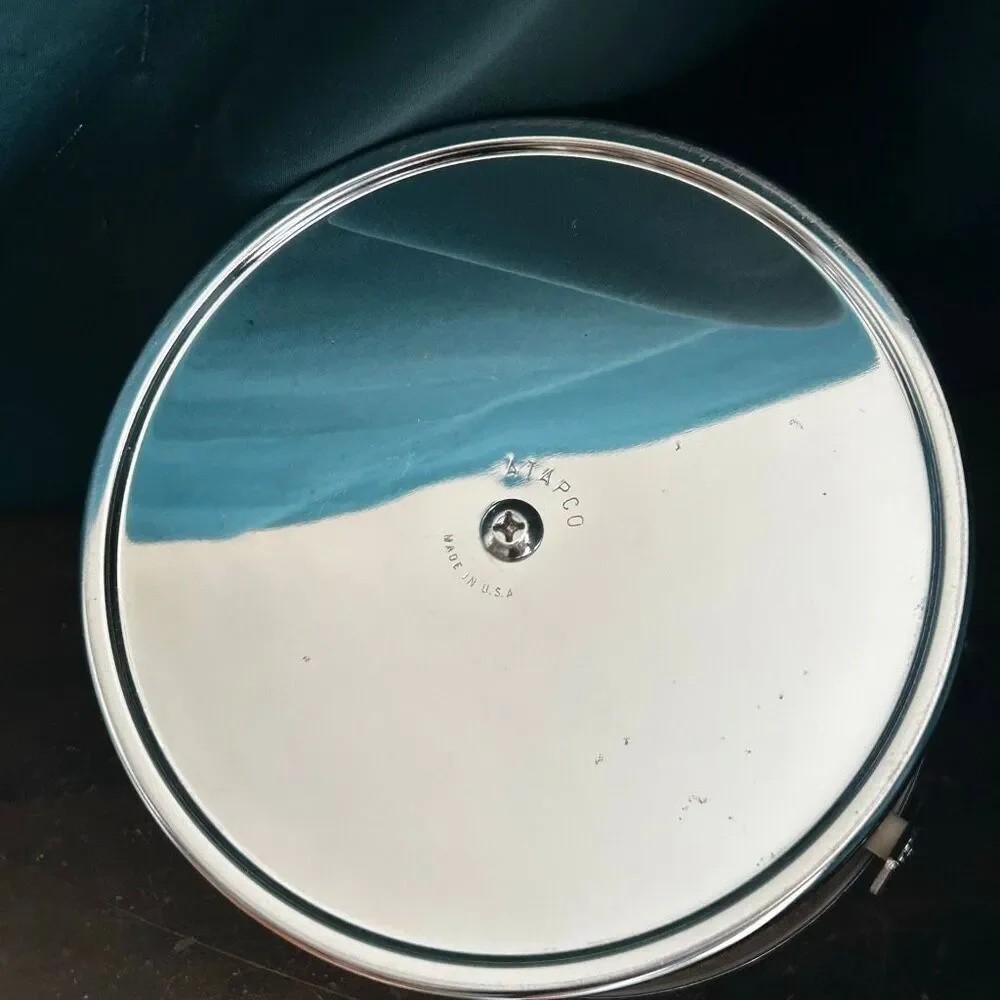 Mid-Century Atapco USA Chrome Woodgrain Ice Bucket